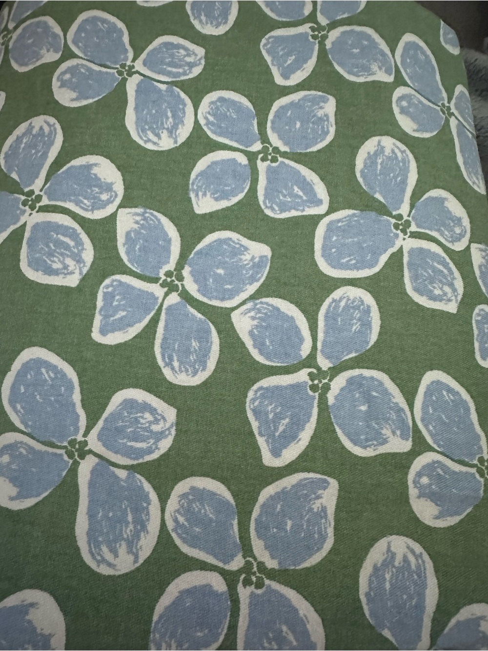 Novogratz Fabric Shower Curtain Blue Green Lotus Flowers 100% Cotton Fabric